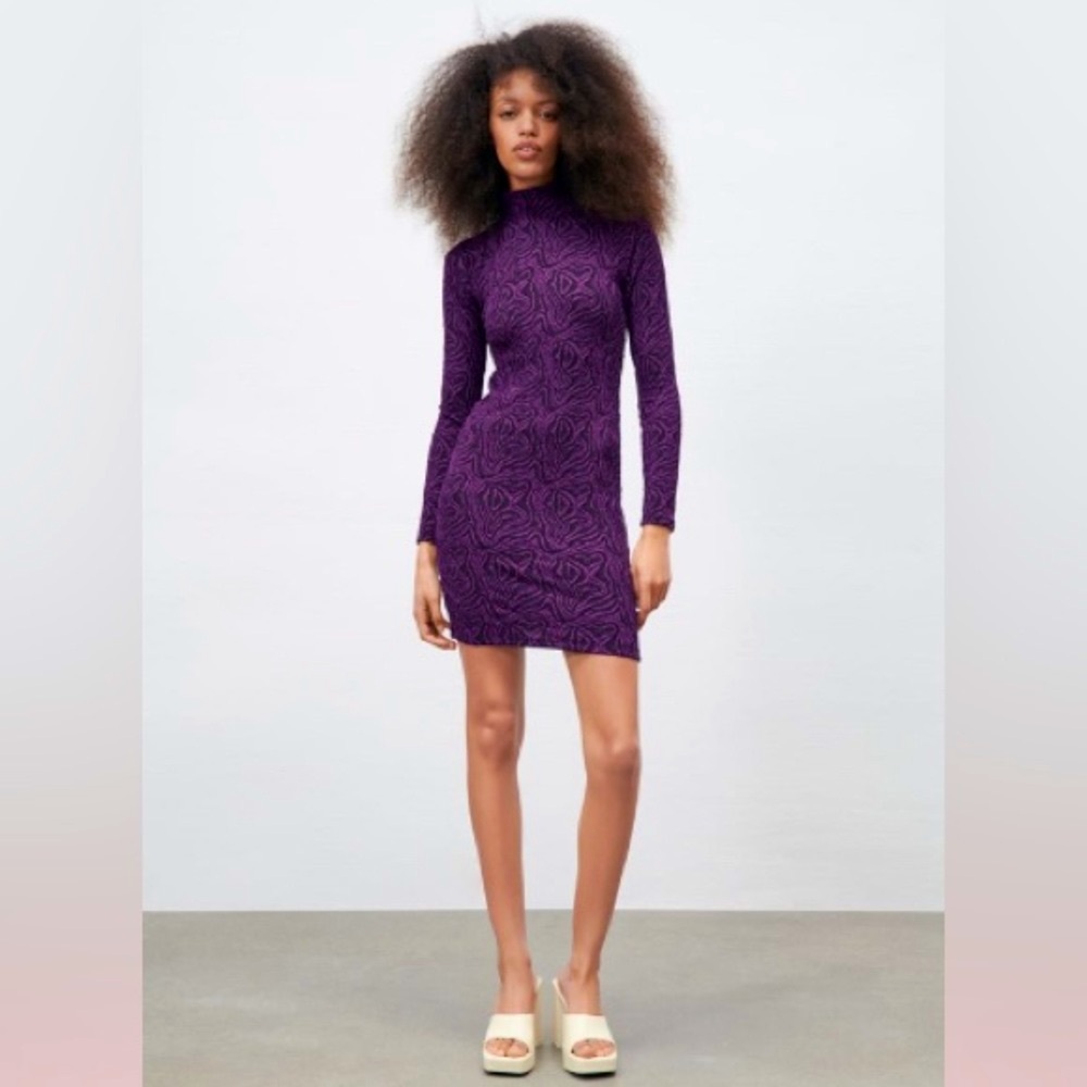 ZARA DRESS JACQUARD PURPLE | 5644/850 NWT